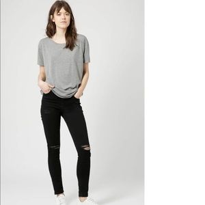 TOPSHOP Black Moto Jamie Ripped Jean W25 L30